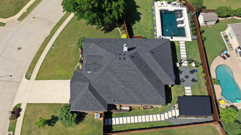 Completed roof installation viewed from above